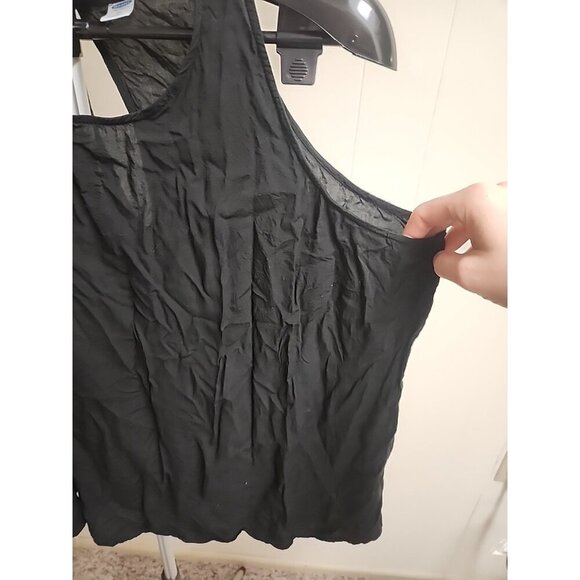 Old Navy Womens Size S Black Semi Sheer Sleeveless Tank Top Keyhole Back Casual - Picture 3 of 6